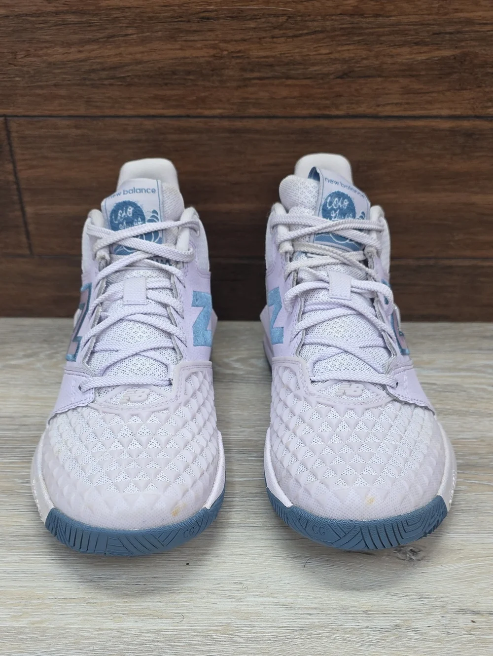 New Balance Coco Gauff CG2 Tennis Court Shoe White Iridescent Blue Womens SZ 8.5